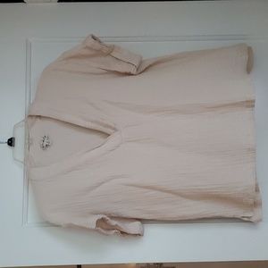 Wonderbody lightweight cotton v-neck short sleeve blouse